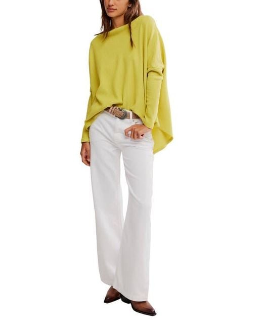 Free People Yellow Latte Oversize Thermal Top
