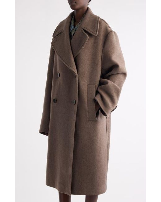 Dries Van Noten Brown Raquel Wool Blend Long Peacoat