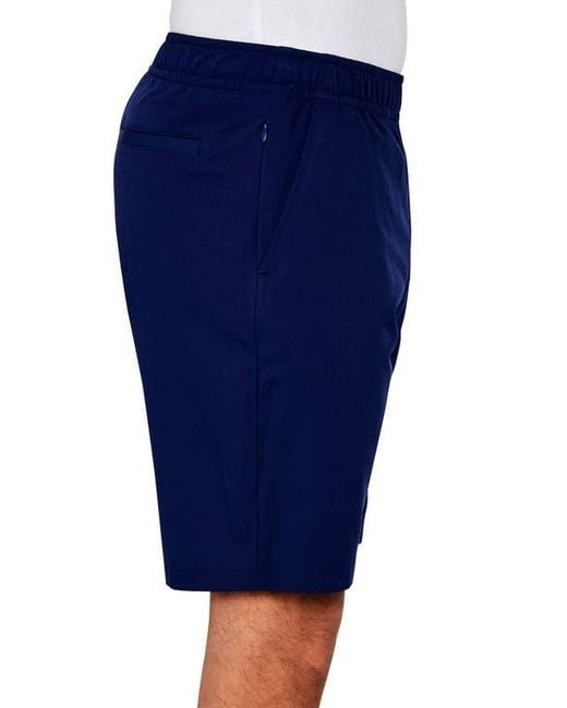 Con.struct Blue Regular Fit Solid Recycled Performance Drawstring Golf Shorts for men