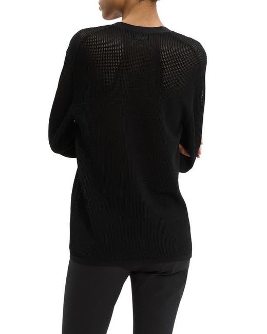 Theory Black Pointelle V-Neck Cardigan