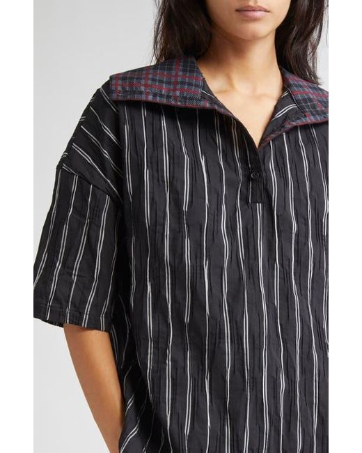 KÚR Black High Neck Drop Shoulder Shirt