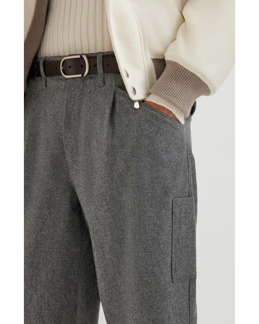 Brunello Cucinelli Gray Virgin Wool Flannel Trousers for men