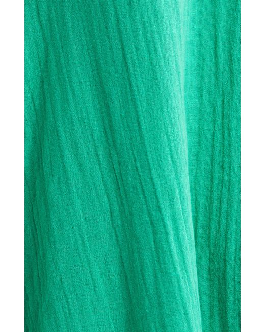 Elan Green Button Front Cotton Cover-up Minidress