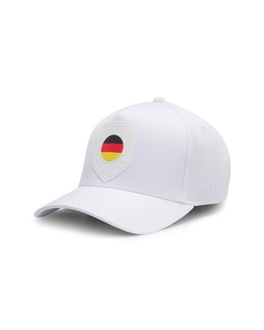 Boss White Poulin Lux Flag Patch Adjustable Baseball Cap for men