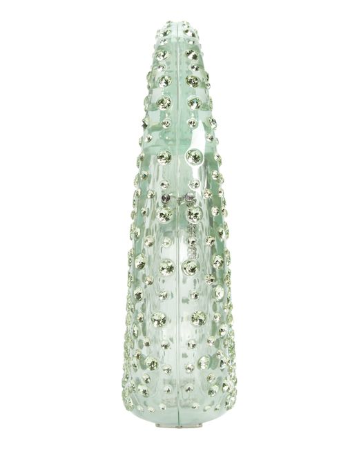 L'ALINGI Meleni Crystal Embellished Resin Hobo Bag in Green
