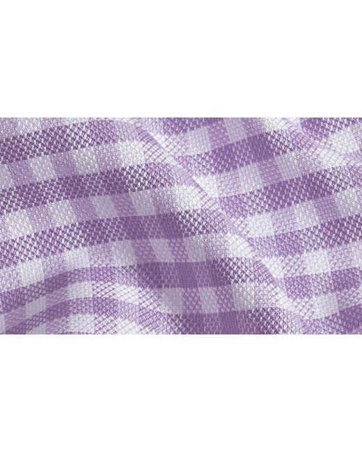 David Donahue Purple Trim Fit Royal Oxford Non-iron Check Dress Shirt for men