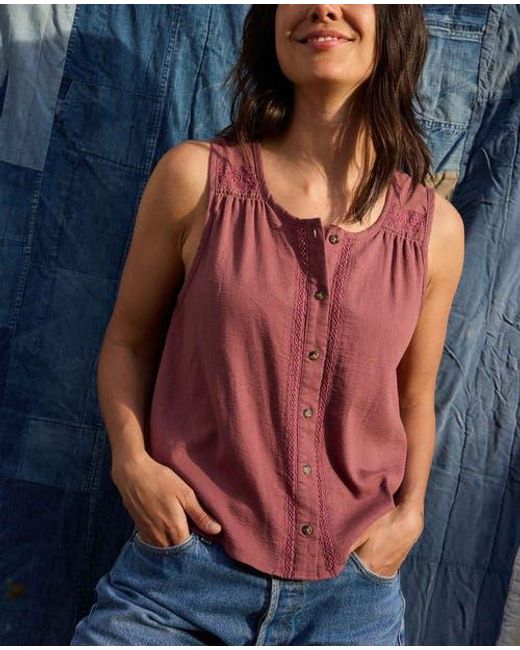 Toad & Co. Red Manzana Button Front Tank