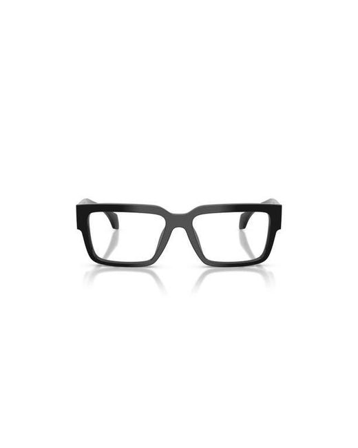 Versace Black 55Mm Rectangle Optical Glasses for men