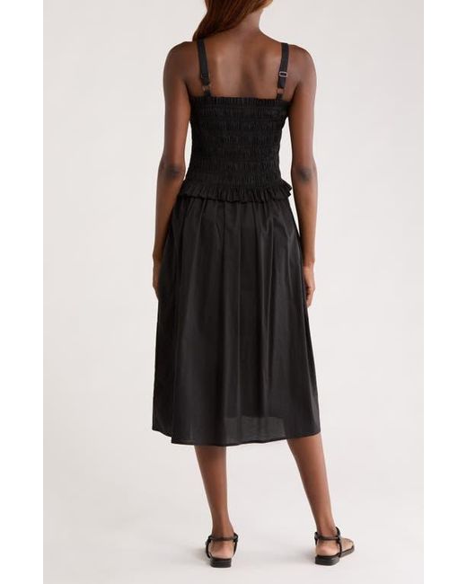 MELLODAY Black Smocked Midi Dress