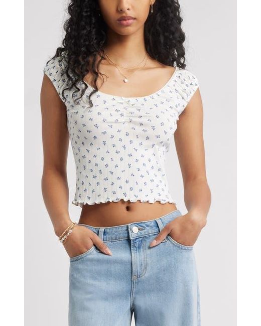 BP. White Pointelle Cap Sleeve Top