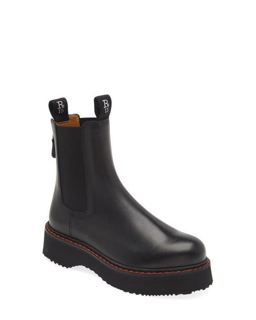 R13 Black Platform Chelsea Boot