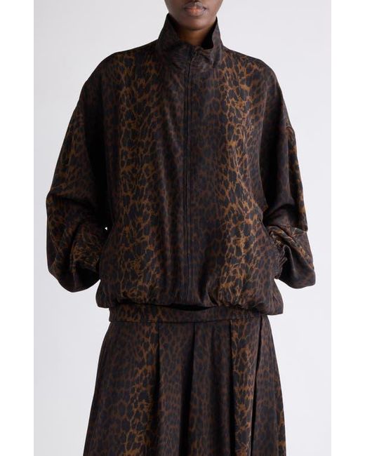 Balenciaga Black Oversize Leopard Print Tracksuit Top