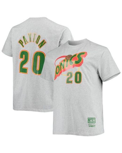 Mitchell & Ness Gray Gary Payton Heathered Seattle Supersonics Big & Tall Hardwood Classics Name & Number T-Shirt for men