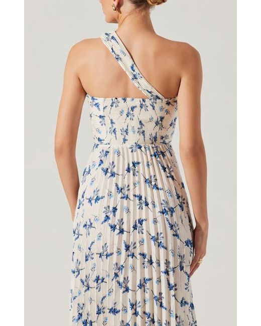 Astr Multicolor Rasya Floral Pleated One-Shoulder Maxi Dress