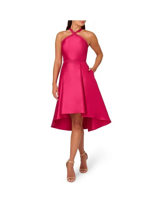 Adrianna Papell Halter High Low Mikado Dress in Red Lyst