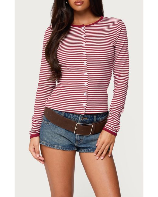 Edikted Red Rayla Stripe Button-Up Top