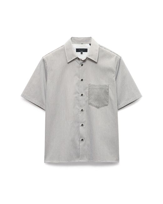Rag & Bone Gray Dalton Mixed Stripe Stretch Short Sleeve Button-up Shirt for men