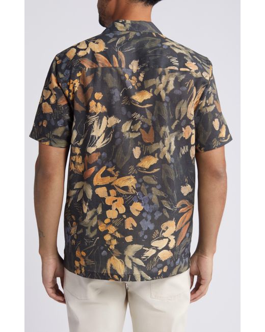 Ted Baker Black Moselle Floral Linen & Cotton Camp Shirt for men