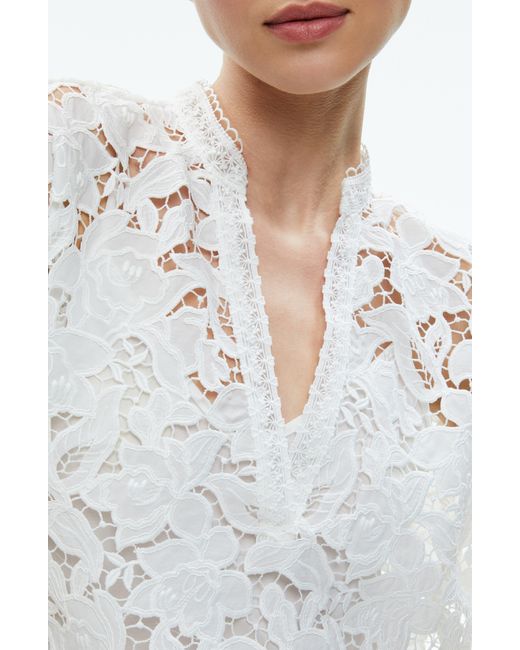 Alice + Olivia White Alice + Olivia Aislyn Floral Lace Shirt