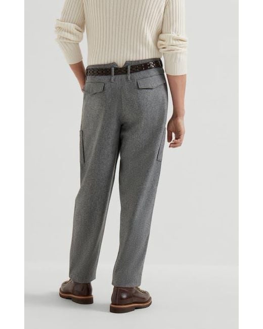 Brunello Cucinelli Gray Virgin Wool Flannel Trousers for men