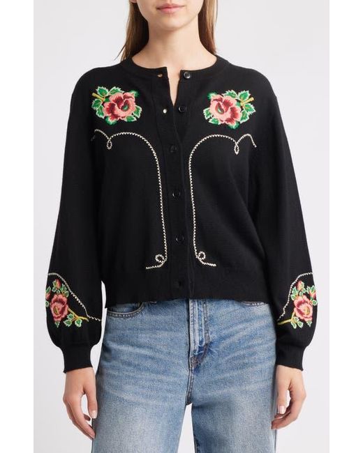 The Great Black Heirloom Rose Cotton & Wool Cardigan