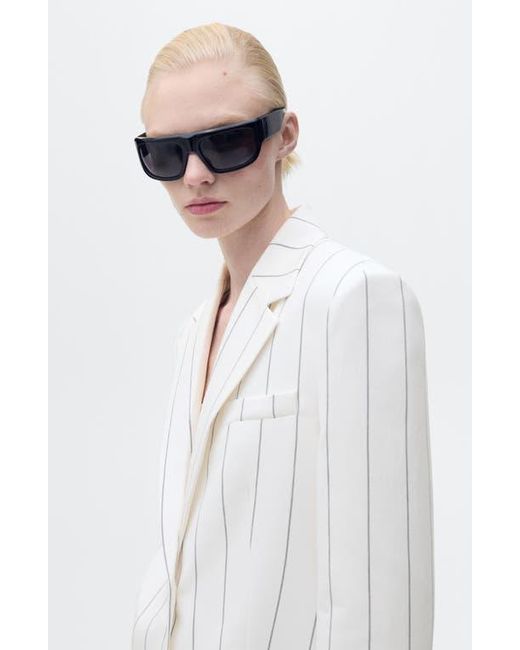 Mango White Pinstripe Suit Jacket
