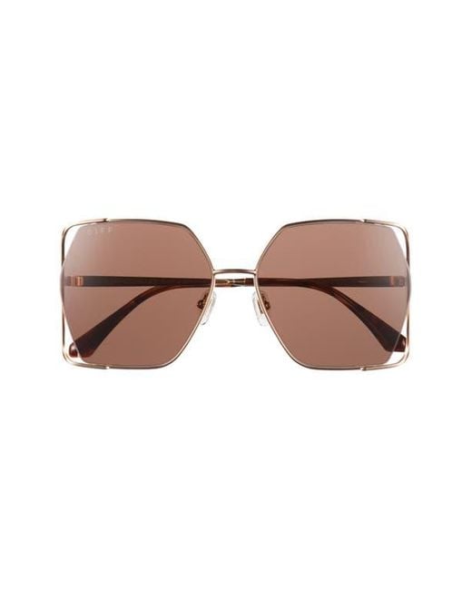 DIFF Brown Donna Iv 61Mm Gradient Square Sunglasses