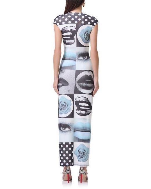AFRM White Cody Print Powermesh Midi Dress