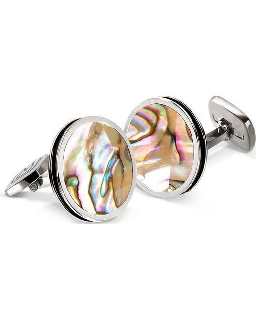 M-clip Yellow Abalone Cuff Links for men
