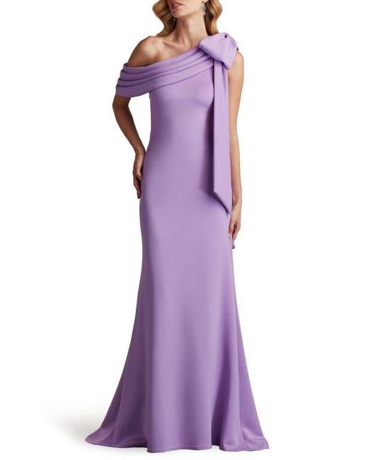 Tadashi Shoji Purple One-Shoulder Crepe Column Gown