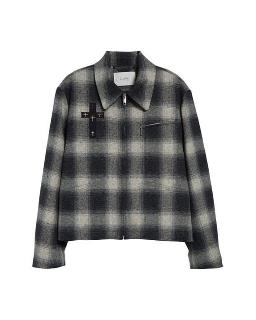 Second Layer Oracle Plaid Virgin Wool Jacket in Black for Men | Lyst