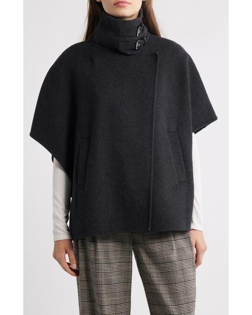 Michael Kors Black Double Face Wool Blend Cape