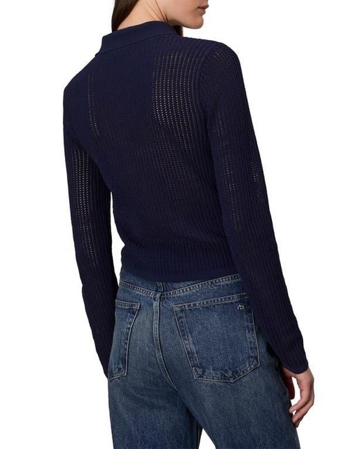 Rag & Bone Blue Viola Open Stitch Polo Sweater