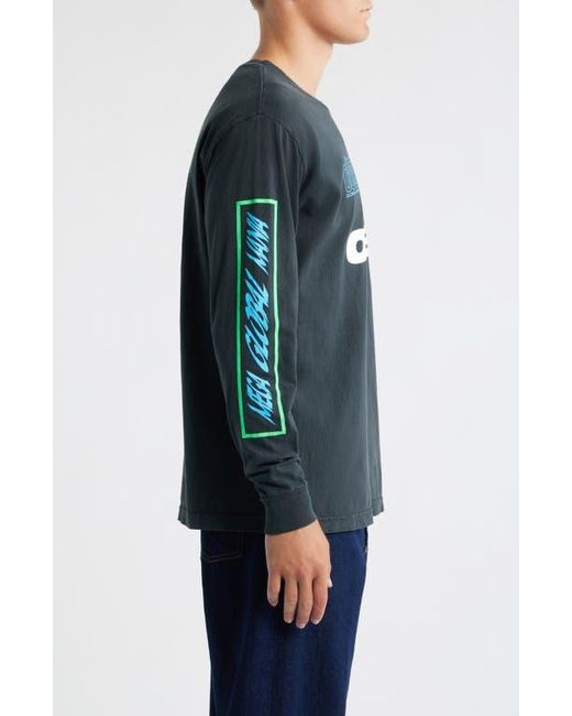 Obey Blue Mega Global Mania Graphic Long Sleeve T-Shirt for men