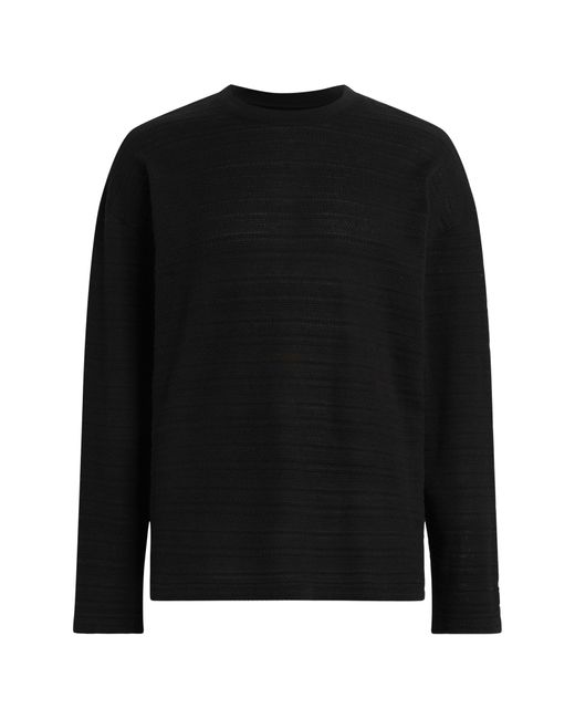 AllSaints Black Drax Knit Stripe Cotton Sweater for men