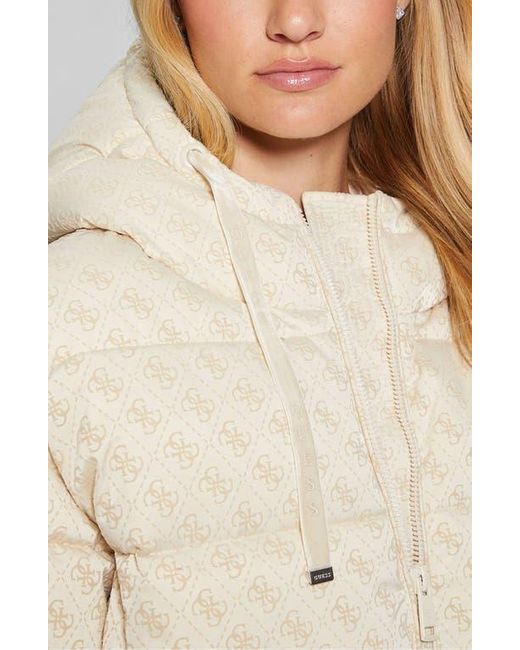 Guess Natural Daisy Flock Logo Puffer Coat