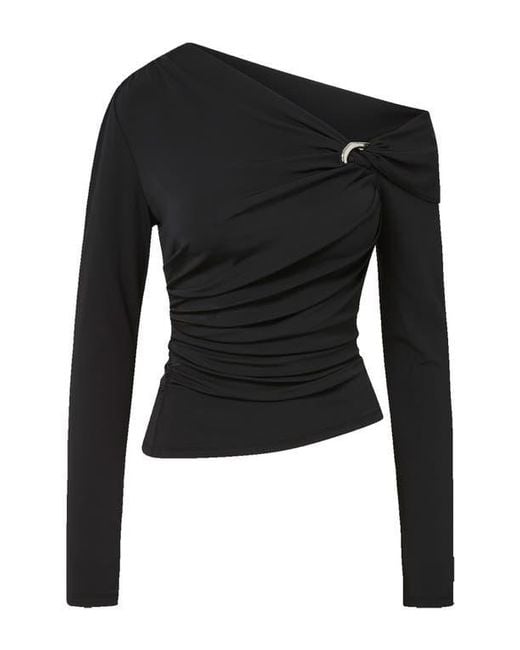 Veronica Beard Women's Black Lozea One-Shoulder Top long sleeved tops