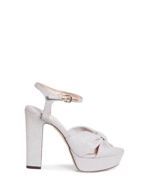 Jimmy Choo White Heloise Shimmer Platform Sandal