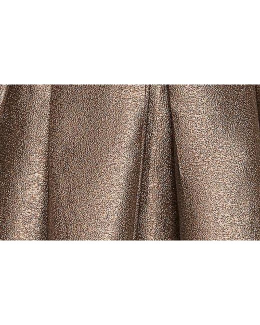 Donna Karan Brown Metallic Pleated Strapless Fit & Flare Cocktail Dress