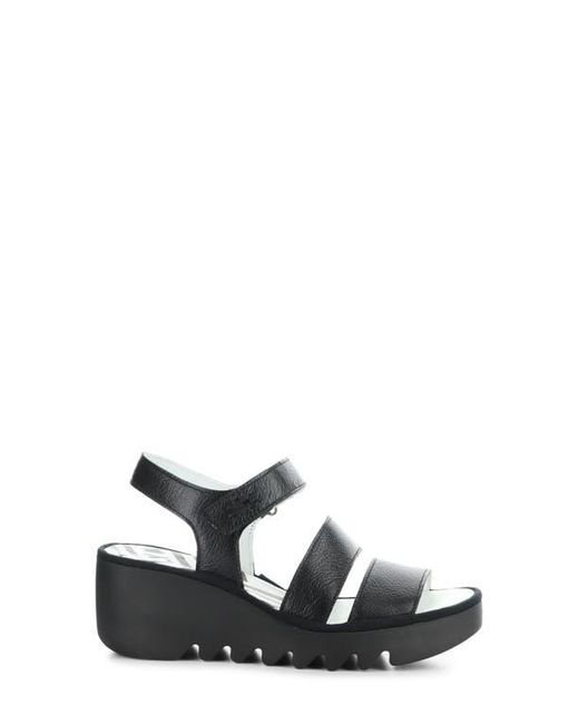 Fly London Black Bexy Platform Wedge Sandal