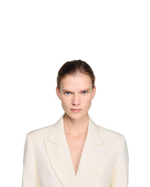 Sandro White Double-Breasted Suit Jacket