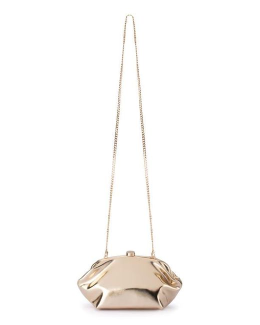 Olga Berg Natural Tally Metallic Faux Leather Frame Clutch