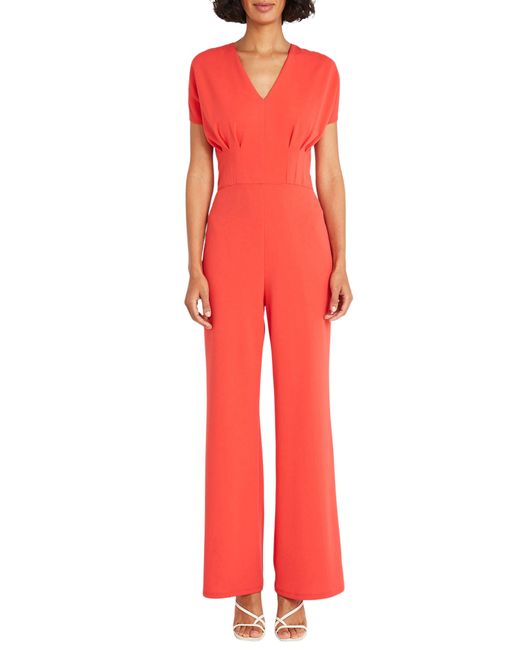 Maggy London Red Pleated Bodice Jumpsuit