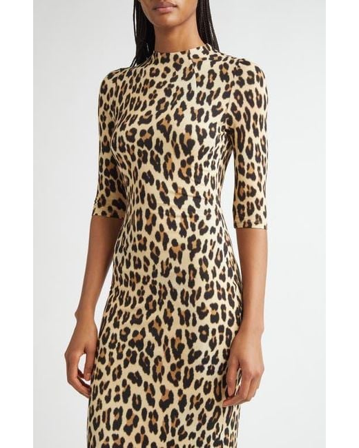 Alice + Olivia Natural Delora Print Knit Midi Dress