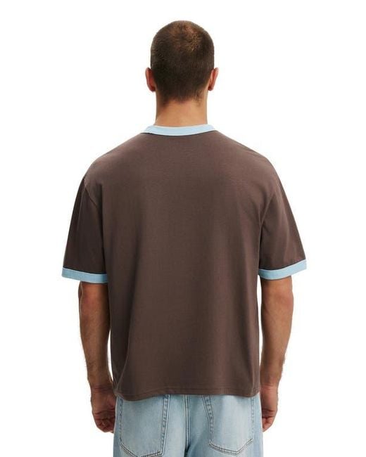 Cotton On Brown Cropped Fit T-Shirt for men