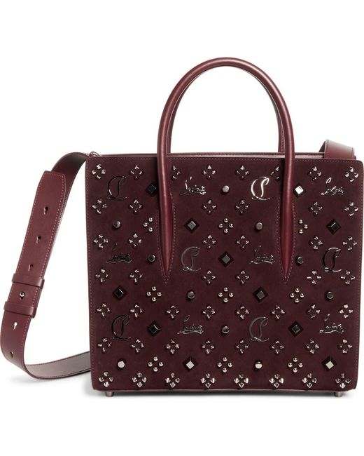 Christian Louboutin Red Medium Paloma Loubinthesky Studded Leather Tote