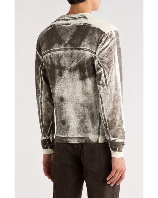 Pleasures Brown Trucker Trompe L'Oeil Print Heavyweight Long Sleeve Graphic T-Shirt for men