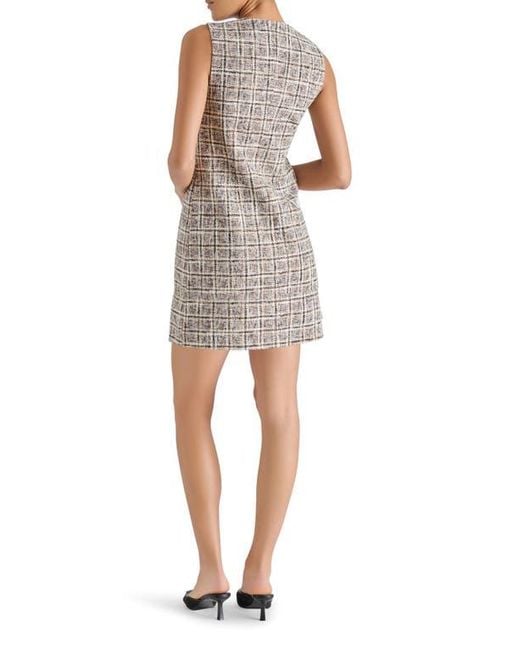 Steve Madden Gray Elsa Windowpane Tweed Minidress