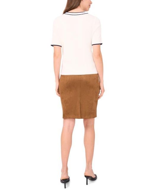 Halogen® White Tipped Short Sleeve Crewneck Sweater