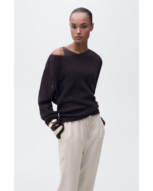 Mango Natural Elastic Waist Flowy Pants